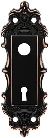 CEYMIO Mortise Lock Door Knob Plate for Interior Doors 2 Pack Antique Oil Rubbed Bronze Door Lock Cover Handle Vintage Old Style Door Knob Conversion Kit