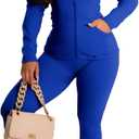 YeGine Women 2 Piece Outfits Long Sleeve Tracksuit Bodycon Matching Sets Hoodie Jacket Jogging Suit (XX-Large, 1-royal Blue)