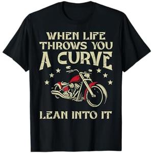 Biker When Life Throws You A Curve Motorcycle Men Women Kids T-Shirt Medium, Black  Biker When Life Throws You A Curve Motorcycle Men Women Kids T-Shirt Medium, Black