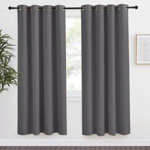 NICETOWN Grey Blackout Curtain 78 inch Long, W55 x L78, 1 Panel, Thermal Insulated Window Treatment with Grommet Room Darkening Thermal Insulated Panel for Bedroom/Living Room