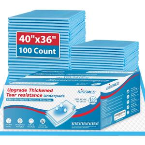BIGGMED 100 Count Incontinence Bed Pads 40'' x 36'' Tear-Resistant Disposable Underpads Heavy Duty Chucks Pads for Adults, Kids & Elderly | Protection Pads for Bed, Sofa, and Chair