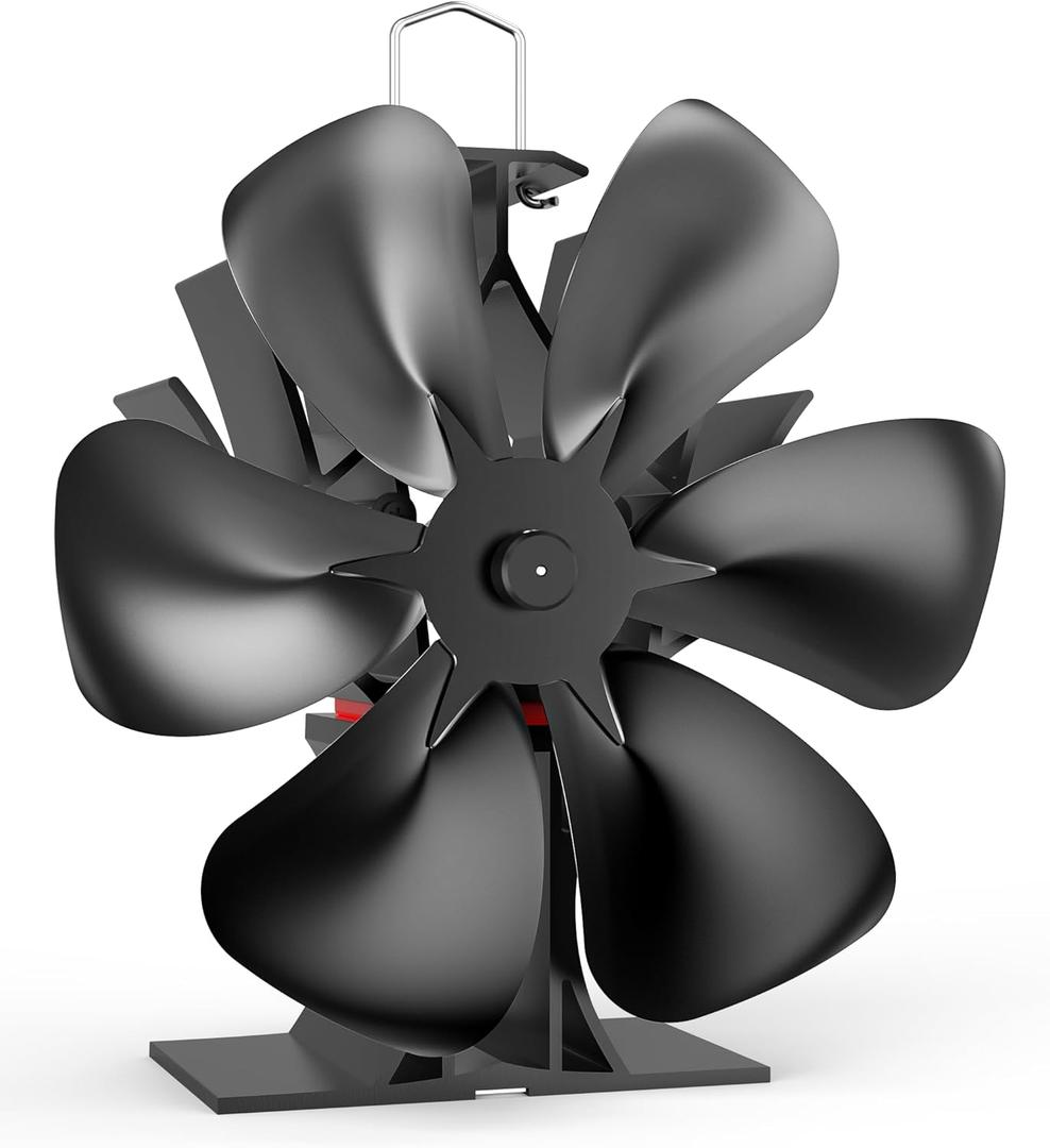 Signstek Large Wood Stove Fan, 6 Blades Big Size Fireplace Burner Heat Powered Fan for Biggger Room, Silent Operation,Circulation for Wood/Log Burner/Pellet Stove