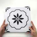 12 Pcs Peel and Stick Frosted Vinyl Floor Tiles Sticker for Kitchen Bathroom, Waterproof Backsplash Sticker Wall Tile Stickers, 12x12inch/30x30cm, Black and White Classic