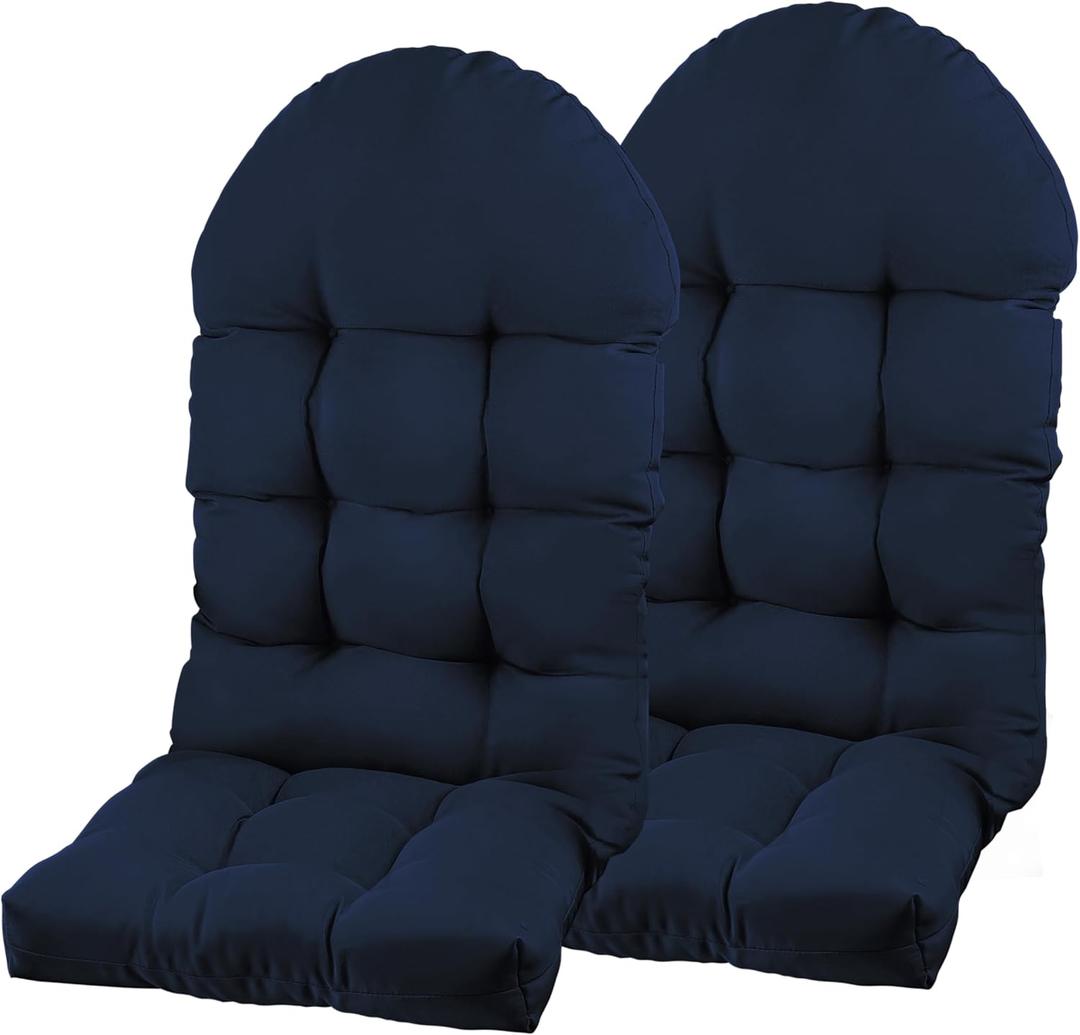 Adirondack Chair Cushion, Rocking Chair Cushion 44x19.4x4 inch, High Back Patio Cushions of Upper and Lower with Ties, Sunscreen and Fade-Resistant (Dark Blue, 2)