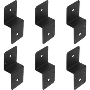 6 PCS Black Post to Beam Z Tie Plate,Deck Joist Tie Plate Fit 2x4 Cross Joist and 4x4 Post,13 Gauge Metal Joint Corner Brace for Roofing Trusses Wood Timber Connectors
