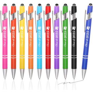 NEWEST 10 Pieces Graduation Pens, Class of 2025 Graduation Cap Ballpoint Pen 0.5mm Black Ink Pens Retractable Graduations Gift Pen for High School College University Senior Graduates (10 Colors)