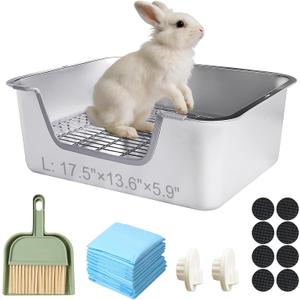 Stainless Steel Sifting Litter Box for Rabbit (L)