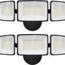 Onforu 100W Flood Lights Outdoor, 2 Packs Outdoor Security Lights 9000LM, 6500K LED Outdoor Flood Lighting Fixture, 3 Adjustable Heads, IP65 Waterproof Exterior Floodlight for Yard,Garage,Eave Mount (Black)