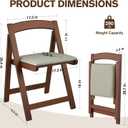 Wooden Folding Chairs Set of 2, Padded Folding Dining Chairs with Leather Soft Cushion, No Assembly Required Foldable Chair for Home Kitchen Office Party Picnic Wedding, 290 LB Max Weight Capacity, 17 inches x 16.4 inches x 26.5 inches