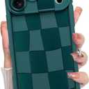 KANGHAR Compatible with iPhone 17 Pro Case 2025, Silicone Checkered Cute Pattern, Camera Protection Soft Slim Shockproof Edge Phone Cover for Girls Women -Green