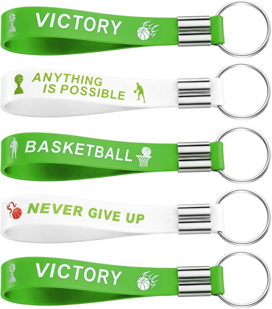 2 x Cunno 12 Pcs Basketball Senior Night Gifts Keychains Silicone Wristlet Keyrings with Motivational Quotes for Class Gifts
