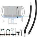 Wadoy Trampoline Poles Replacement Enclosure Poles Kit Universal Fits 6 Straight or Curved Poles Round Frame with Clamp and Hardware for 12Ft, 13Ft, 14Ft, 15Ft, 16 Ft Trampolines