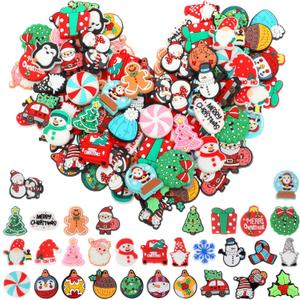 Suncalla 72 Pcs Christmas Silicone Focal Beads for Pens Christmas Character Beads Bulk for DIY Beadable Keychain Making Necklace Bracelet Jewelry Crafts Making Kit Supplies Xmas Party Holiday Gifts