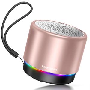 Portable Bluetooth Speaker, Mini Speakers with RGB Ligths, 12 Hours Playtime, Buit in Microphone, Metal Cover, Small Blue Tooth Speaker with Lound Stereo Sound for Bike/Bedroom/Office(Pink)