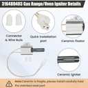 316489403 Gas Oven Igniter Compatible with Part of Crosley Electrolux Frigidaire Kenmore Tappan White Westinghouse Gas Oven/Stove Replaces Model 501RB Ignitor Gas Oven Igniter A04454501