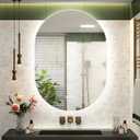 SMIROR Oval Backlit LED Bathroom Mirror, 24x32 Pill-Shaped Lighted Vanity Mirror with Lights for Wall, Dimmable, 3 Colors Lighting, Anti-Fog, Memory Function (Horizontal/Vertical)