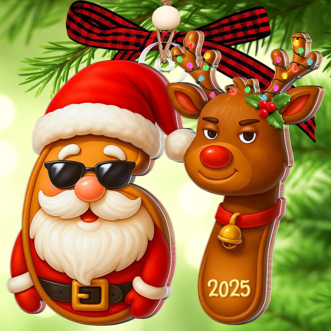 4 x 67 Christmas Ornament - 67 Ornaments for Christmas Tree 2025 - Funny 6 7 for Teens, Kids - Viral Xmas Acrylic Decoration, Teen Girls Trendy Stuff - Meme Funny White Elephant Gifts (67 Santa Reindeer)