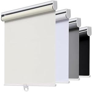 AOSKY Cordless Roller Shades Blackout Blinds for Windows Room Darkening Rolled Up Shades with Spring System, UV Protection Window Shades Door Blinds for Home and Office (28" W x 72" H, Ivory)