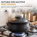 2 Pcs 38 oz Korean Stone Pot Clay Cooking Pot Set Ceramic Sizzling Hot Bowl Korean Bibimbap Soup Dolsot Bowl with Lids for Ttukbaegi and Koreans Stew