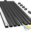 Yecaye Cord Hider, 113in Medium Cord Covers for Wires on Wall, Cord Organizer for 2-3 Wires, Easy Install Cable Management Kit, TV Cable Hider for Home Office, W0.95in H0.55in, Black