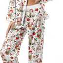Unisex Ultra Soft Pajama Set, Valentines Pajamas, Soft Warm Matching Sleepwear Gift for Women Men (White, XL)