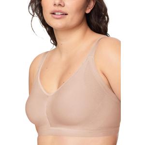 Warners Easy Does It Underarm-Smoothing with Seamless Stretch Wireless Lightly Lined Comfort Bra (Large, Toasted Almond)