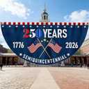 3 x US Patriotic Bunting Flag 6 x 3 Ft, 250th Anniversary Half Circle Banner, Fade Resistant Fourth of July Decor for Independence Day, Memorial Day, Indoor Outdoor Porch Wall Decoration
