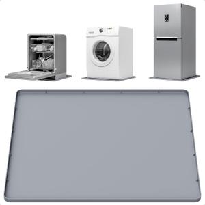 Washing Machine Drain Pan 27''x27'' with 0.78'' Raised Edges,Waterproof Silicone Mat, Leak-Proof Washer Drain Tray for Floor Protection,Washer Dryer,Gray