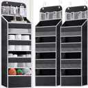 2 Pack Over The Door Organizer, Hanging Storage Organization with Large Capacity Pockets, Swing-Proof Behind Door Storage Shelf for Kicthen Bedroom Nursery Kids Toys Shoes,Black