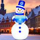Danxilu 6 FT Hanukkah Inflatable Outdoor Snowman Holding Menorah Decorations, Build in LEDs & Tethers Stakes Inflatable Snowman Blow Up Yard Decoration for Holiday Party Indoor Patio Lawn