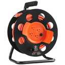 VEVOR 100FT Retractable Extension Cord Reel, with 4 Outlets and Dust Cover, Heavy Duty 12AWG SJTOW Power Cord, Portable Handle and Safety Overload Circuit Breaker, for Outdoor Indoor Toolshed Garage
