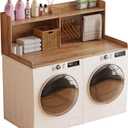 Unionly 2-Tier Wooden Washer and Dryer Countertop with Clothes Rail, Full