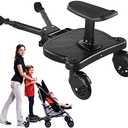 Universal Stroller Board with Detachable Seat, 2 in1 Buggy Board Suitable for Most Strollers, Holds Children Up to 55lb, Sit and Stand Stroller Glider Board for Toddler to Ride (Black)
