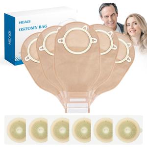 22pcs Ostomy Supplies Colostomy Bags, 2-Piece Colostomy Bags, Two-Piece Drainable Pouches with Closure for Ileostomy Stoma Care, Cut-to-Fit, 70mm Max (16 x Ostomy Bags+ 6 x Skin Barrier