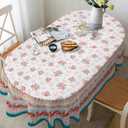 Oval Tablecloth 60x84 Inch, Pioneer Floral Design Rustic Tablecloth Classic French Country Printed Table Cover for Farmhouse Decoration, Suitable for Home, Kitchen, Indoor and Outdoor Dining Table