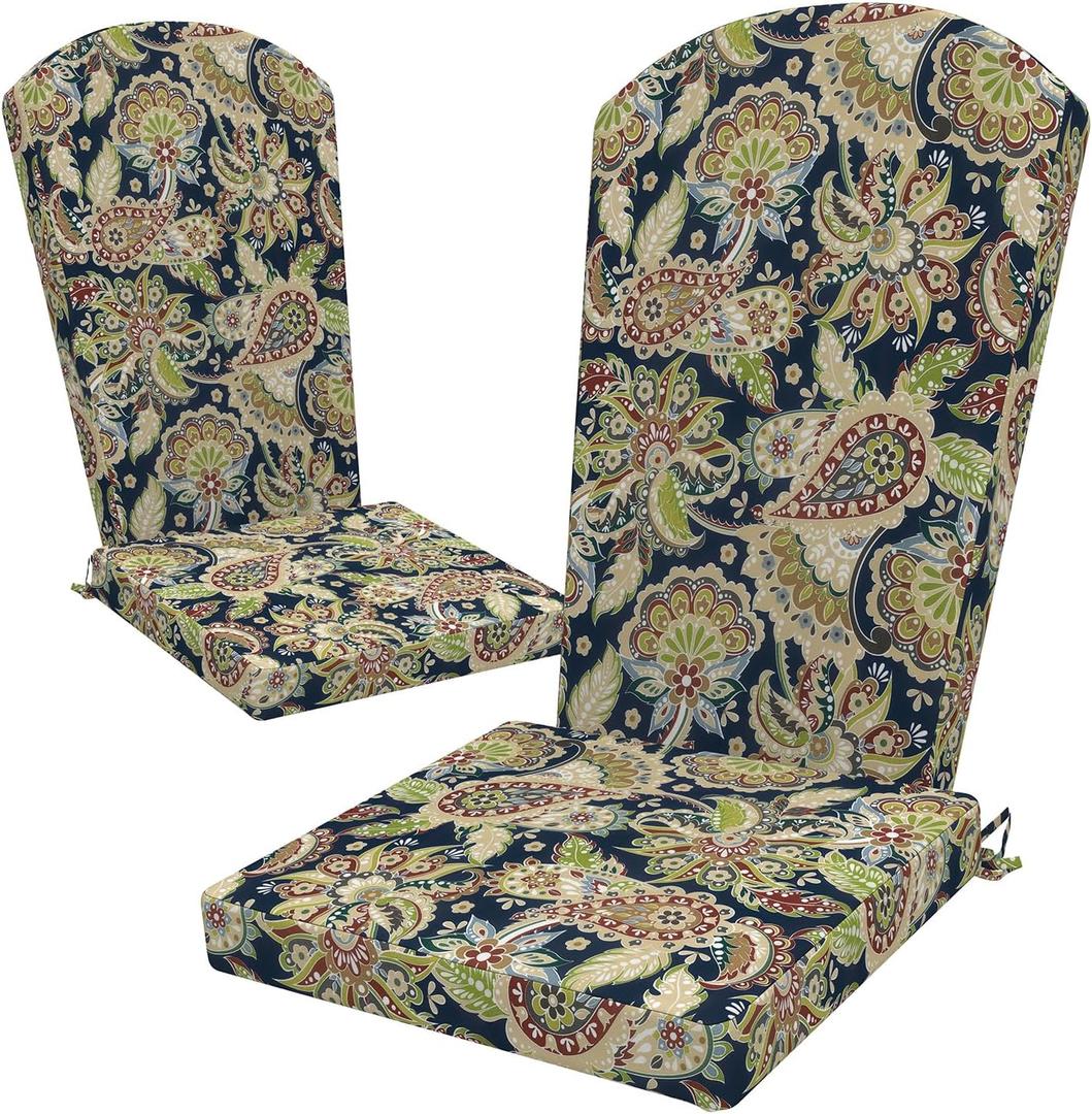 LVTXIII Adirondack Chair Cushions 48x20x2.5 Inch, Water Repellent, Fade Resistant, High Back Outdoor Rocking Chair Cushions for Patio Furniture, 2 Pack, Paisley Bloom