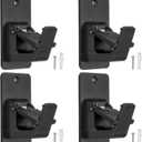 Uxcell Curtain Rod Holders, Adhesive Nail Free Curtain Rod Brackets, Universal No Drilling Hangers for Bathroom Bedroom Kitchen Livingroom Home Hotel (4 Pcs, Black)