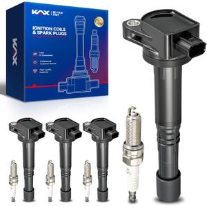 KAX Set of 4 UF602 Ignition Coil Pack and 97390 Iridium Spark Plug, Fit for Acura ILX 2013-2015, for Honda Accord 2008-2012, Civic 2012-2015, CR-V 2010-2014, Crosstour 2012-2015, L4 2.4L