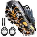Cimkiz Crampons Ice Cleats Traction Snow Grips for Boots Shoes Women Men Anti Slip 19 Stainless Steel Spikes Safe Protect for Hiking Fishing Walking Climbing Mountaineering M