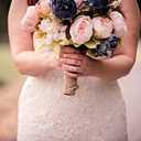 Kimura's Cabin Fake Peonies 2Bouquets Faux Silk Flower Vintage Artificial Peony Face Flowers Arrangement Bouquets for Home Table Centerpieces Wedding Party Decoration (Deep Lake Blue)