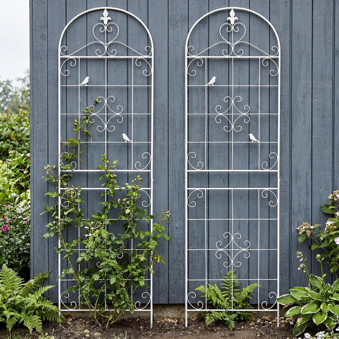 70.8" White Metal Garden Trellis for Climbing Plants, 2 Pack, 70.8"H x 19.6"W