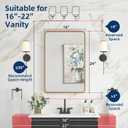 Bathroom Medicine Cabinet with Mirror 16 x 24 Inch, Brush Gold Medicine Cabinet Recessed or Surface Wall-Mounted, Mirrored Cabinets with 2 Adjustable Shelves for Bathroom Vanity