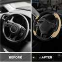 Road Comforts Leather Steering Wheel Cover - Made with PVC Leather - Anti-Slip, Universal Fit 14 1/2 inches to 15 inches - Beige