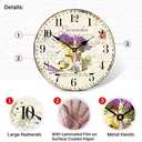 TAHEAT 12 Inch Vintage Lavender Wall Clock, Aesthetic Purple Bathroom Decor, Decorative Battery Operated Silent Non Ticking Wall Clocks for Kitchen Living Room Bedroom Office