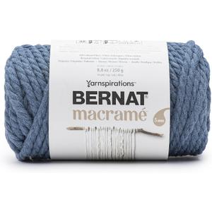 Bernat Macrame Denim Yarn - 1 Pack of 8.8oz/250g - Blended Fiber - #6 Super Bulky - 44 Yards - Knitting, Crocheting & Crafts