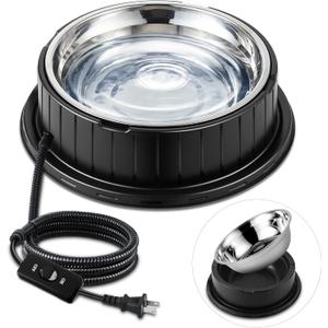 Heated Water Bowl for Dog Cat with Thermostatic Control, 55W 80oz Removable Stainless Steel Heated Dog Pet Bowl with Anti Chew Cord