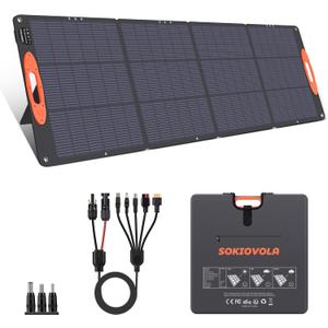 SOKIOVOLA N-Type 16BB 200W Portable Solar Panel for EF/Jackery/Bluetti/Anker Power Station Foldable Solar Panel 25% High Efficiency IP68 Waterproof for Outdoor Trip RV Camping Blackout Off Grid