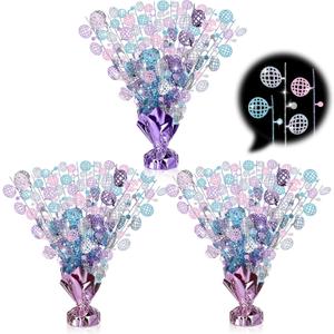 3 Pcs Disco Table Decorations Music Fans Foil Spray Centerpieces Singer Disco Ball Glitter Plastic Spray Table Centerpiece for Popular Birthday Party Decor Taylo bieber Birthday Gift