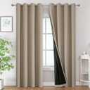 Estelar Textiler Khaki 100% Blackout Curtains 96 Inches Long 2 Panels for Living Room, Thermal Insulated Energy Saving Grommet Curtains for Bedroom, Full Room Darkening Drapes for Sliding Door,52Wx96L