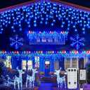 Minetom Icicle Lights for Outside, 66Ft 736 LED Blue Christmas Lights with 138 Drops, Icicle Christmas Lights Outdoor with Remote and Timer,